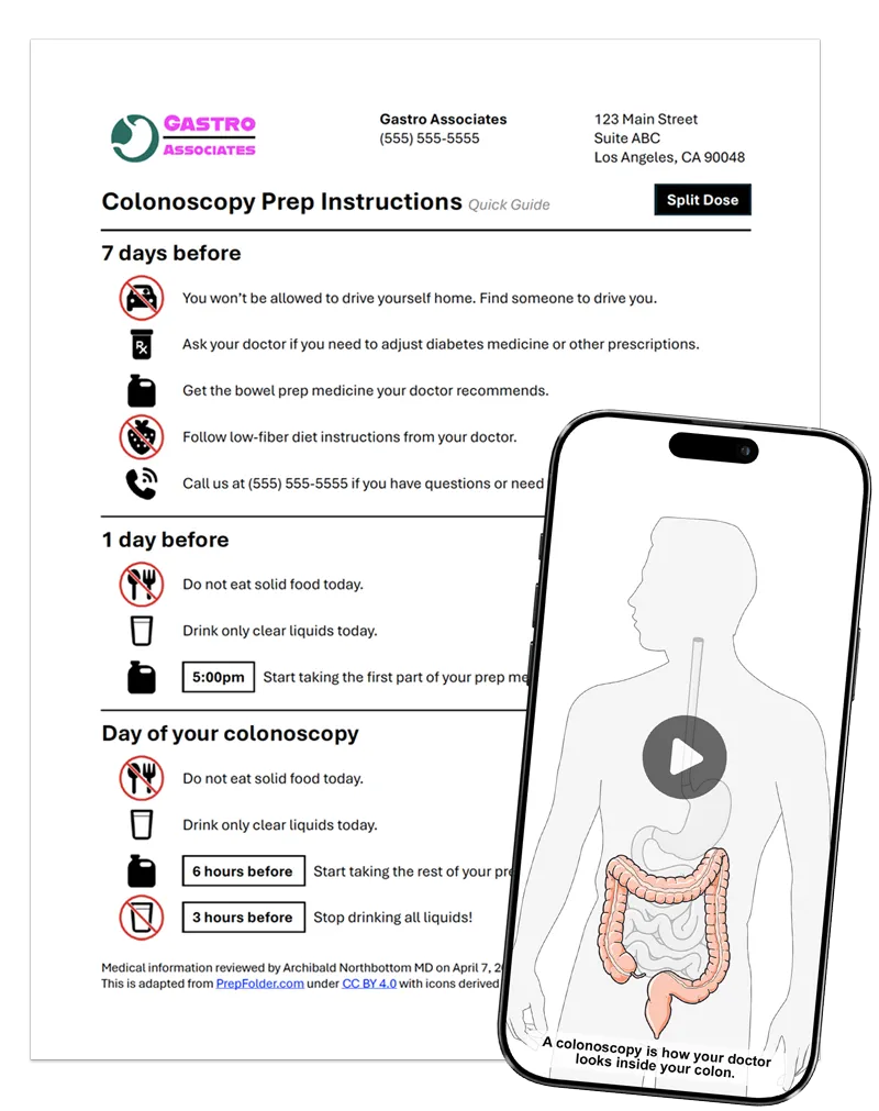 Colonoscopy prep instruction examples